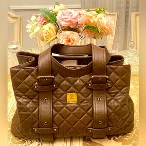 MCM vintage super rare soft Boston bag brown color. Quiet luxury